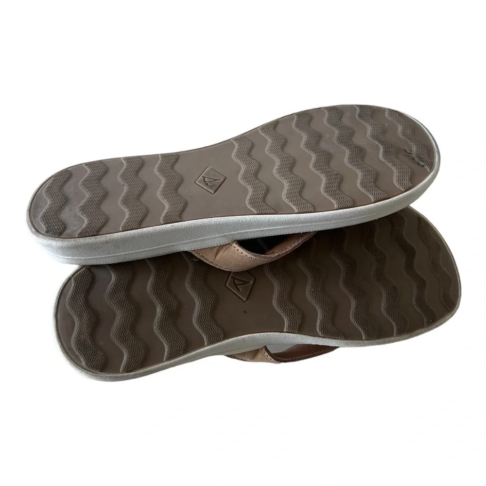Sperry Top-Sider Waveside Brown Leather Women's Flip Flop Size 8.5M - Picture 2 of 6